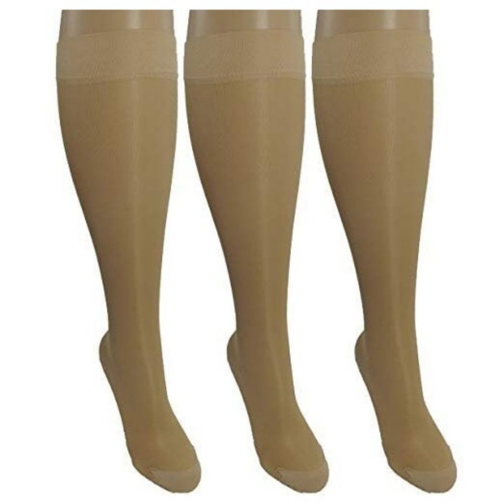 3 Pair Sheer Nude Large/X-Large Ladies Compression